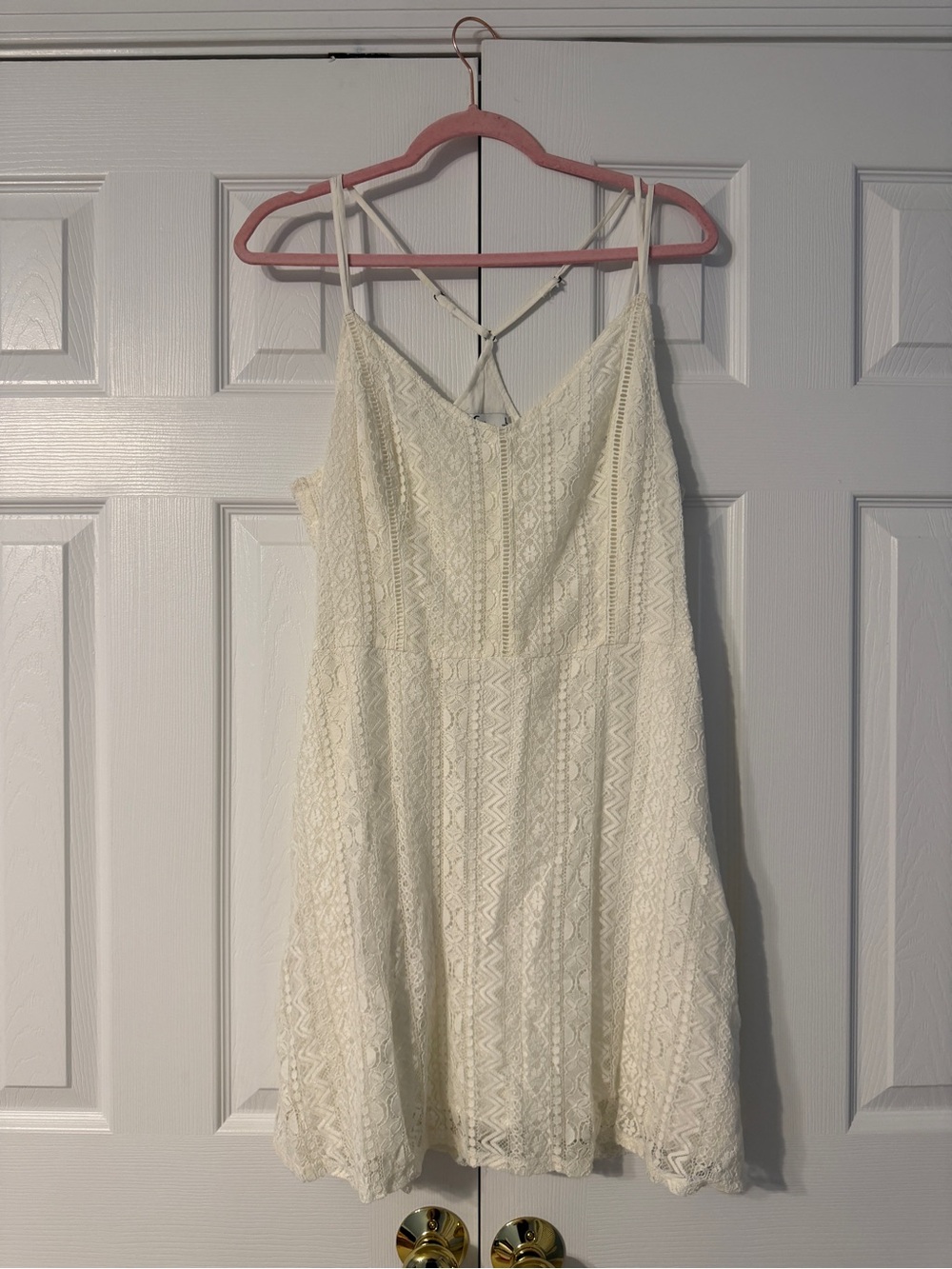 Hollister Cream Lace Spaghetti-Strap Mini Dress